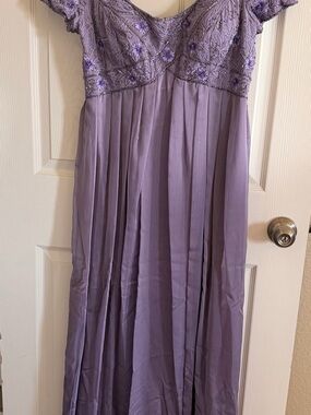 Elegant Lavender Embroidered Wedding Guest Dress
